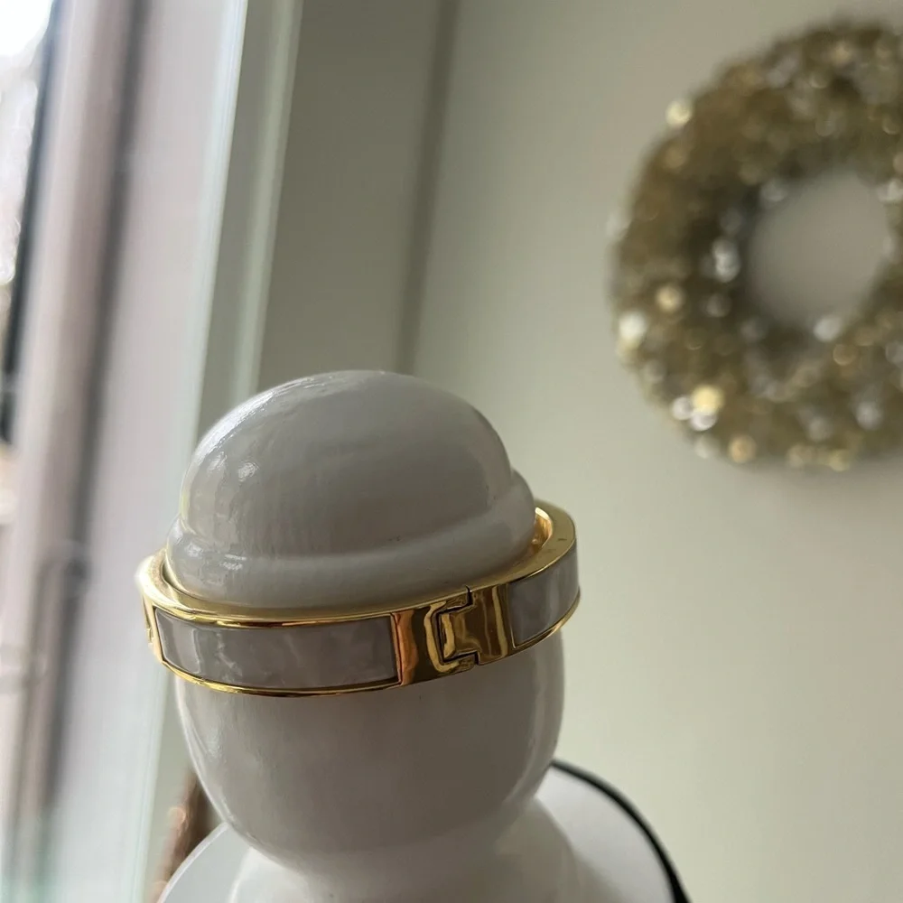 KATE SPADE PUNCH HOLE BANGLE BRACELET IN PEARLY WHITE - Picture 4 of 4